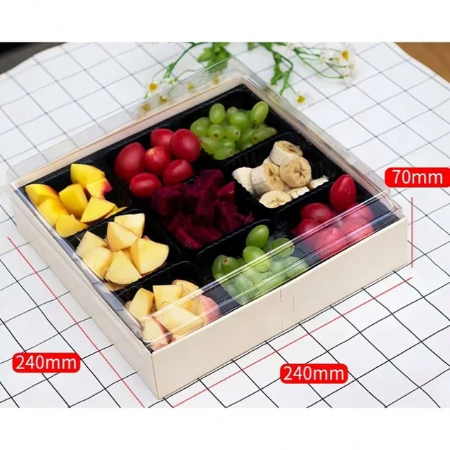Customized Wood Packaging Display Food Trays Disposable Container For Food With Lid Wooden Tray