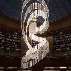 Decorative Custom Chandelier Large Size Modern Luxury Glass Acrylic Led Project Hanging Light for Hotel Lobby