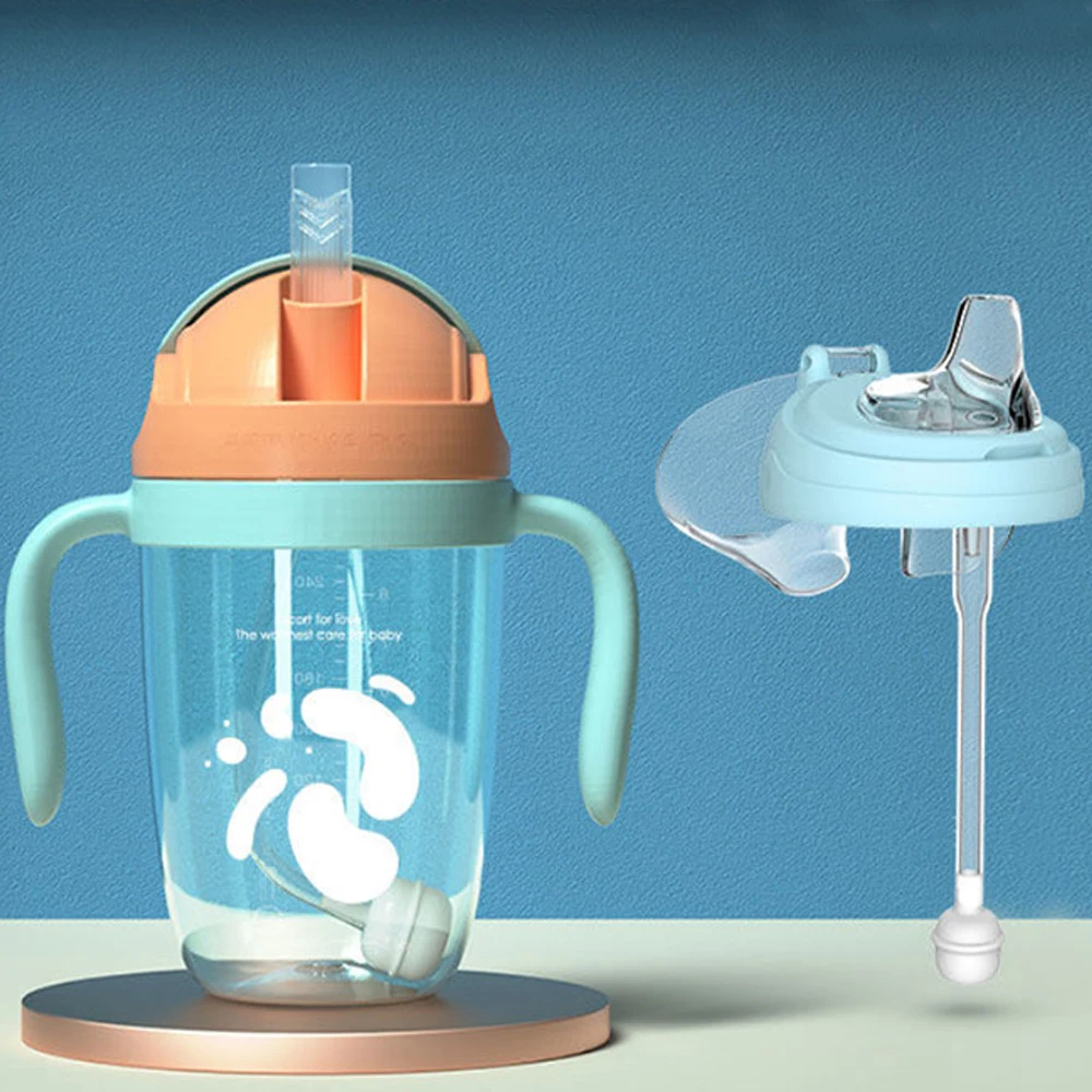 Hot Cheap Baby Water Bottle With Straw And Handle Training Cups Bpa