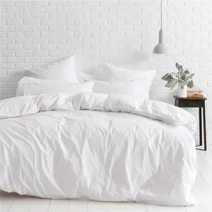 Modern Hotel White Cotton Bed Sheet Set Soft Breathable Wrinkle-Resistant Luxury Bedding 4-Piece