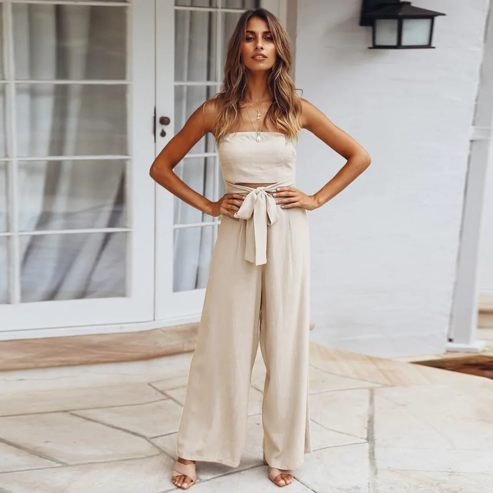 wide leg tube jumpsuit