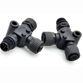 Waterproof NMEA 2000 5 Pin 3 Port T Connector, 1 Male to 2 Female Connector Oil Resistant For Networks