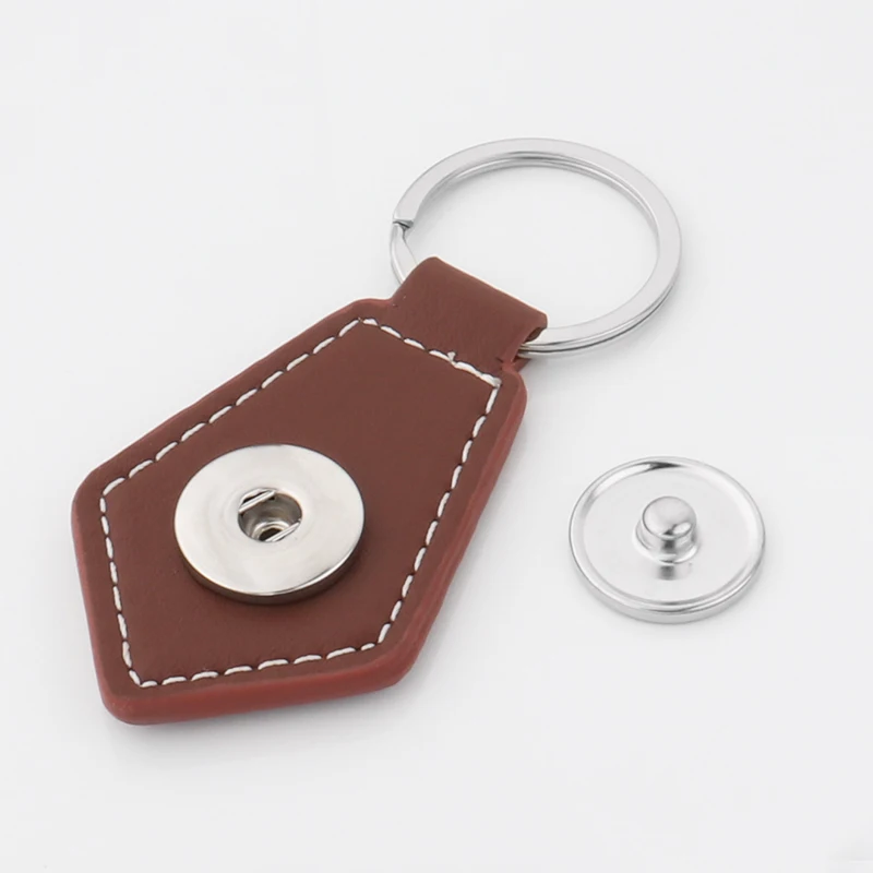 Snap Button Leather Custom Picture Keychains Sublimation Leather Keychain