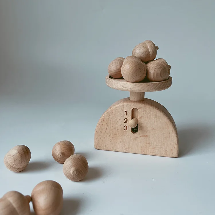 Деревянные весы Монтессори обучающие игрушки для детей детские из натурального Букового