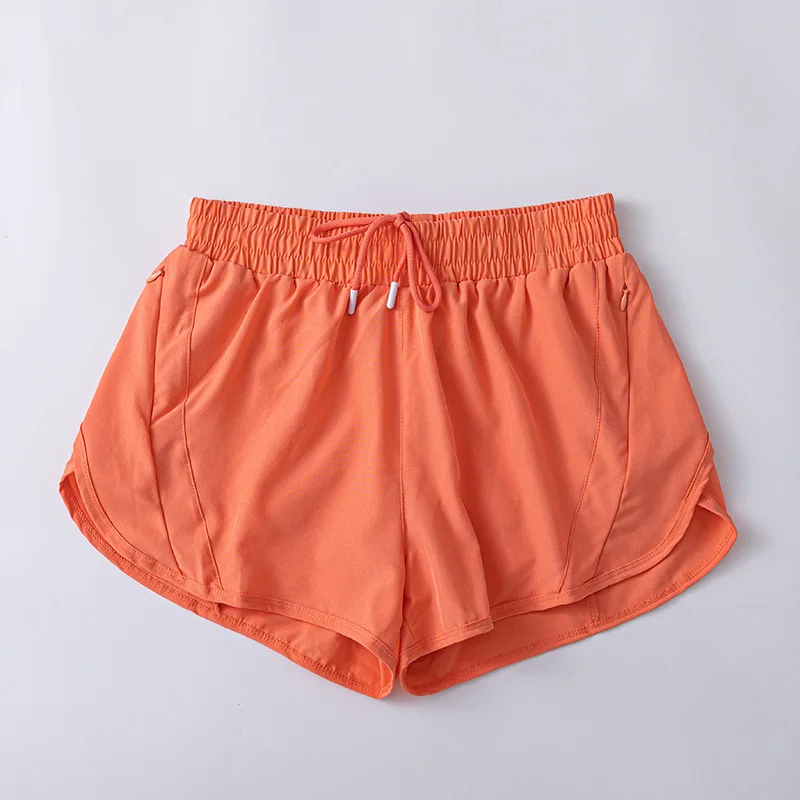 Women's Quick Dry Solid Print Fitness Shorts Outdoor Loose Waist with Hidden Pockets Made of Comfortable Spandex/Nylon