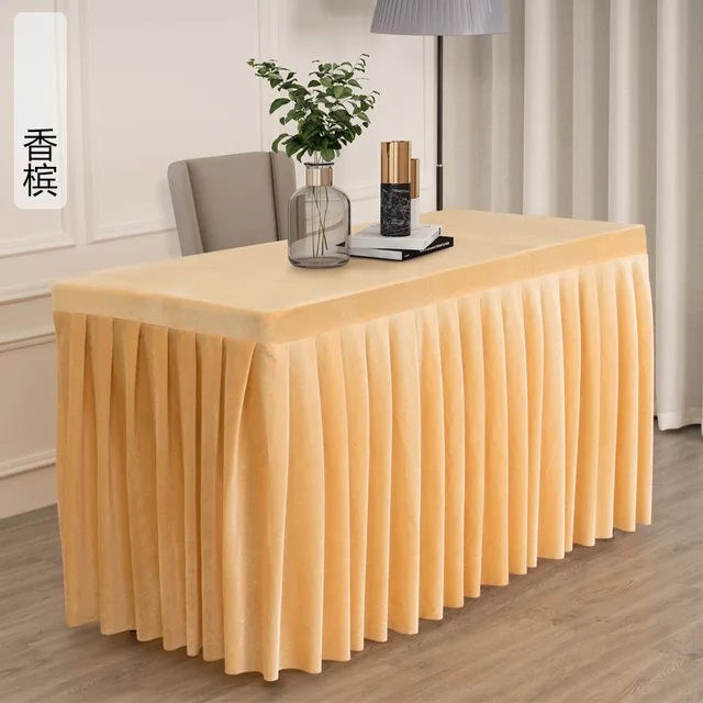 golden velvet conference table skirt decorative tablecloth ruffled banquet wedding table cover