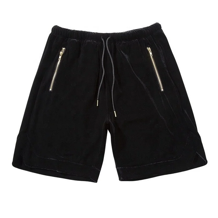 Custom Logo Streetwear Men's Velour Shorts - Knee Length