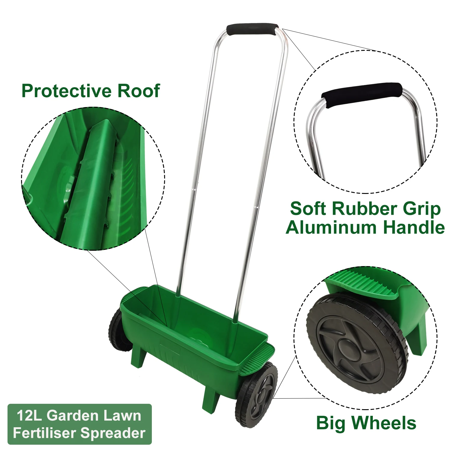 Vertak 12L Dngemittel-Sprecher 8 Stufen kontrollierbare Ausbreitungsrate  Gras Garten Rasen Boden Samen DIY Sprhen Salz-Grit-Futter