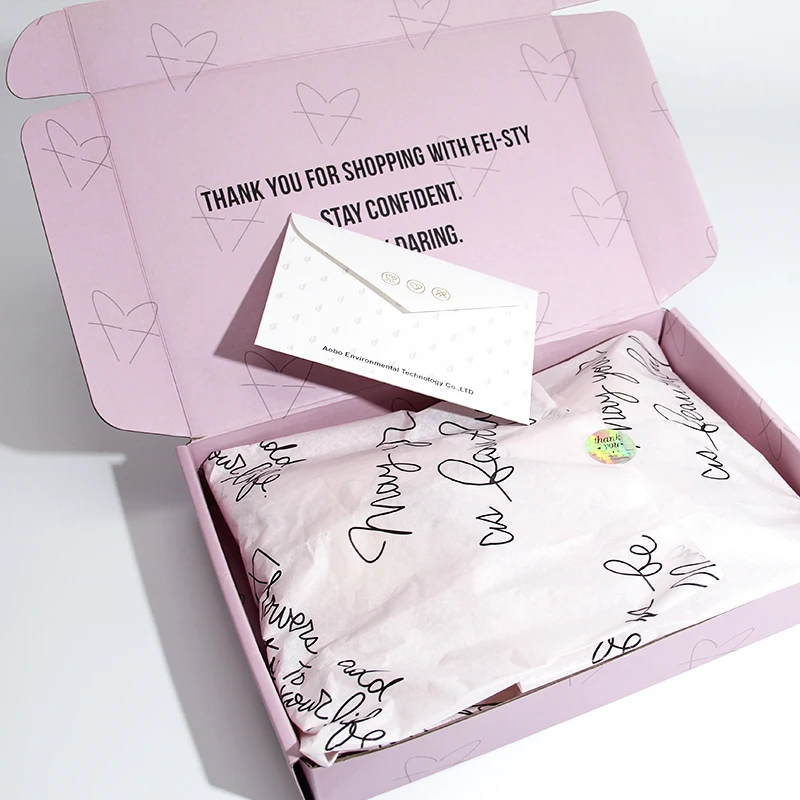 Обычная упаковка почтовых ящиков (бумажная карта + упаковочная бумага + небольшая наклейка), Упаковочная бумажная коробка для отправки логотипа на заказ