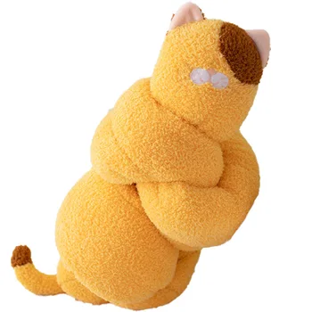 Unisex Cartoon Animal Throw Pillow Knotted Cat Pig Rabbit Dolls for Children Soft Pink Sofa Cushions Decorative Figures