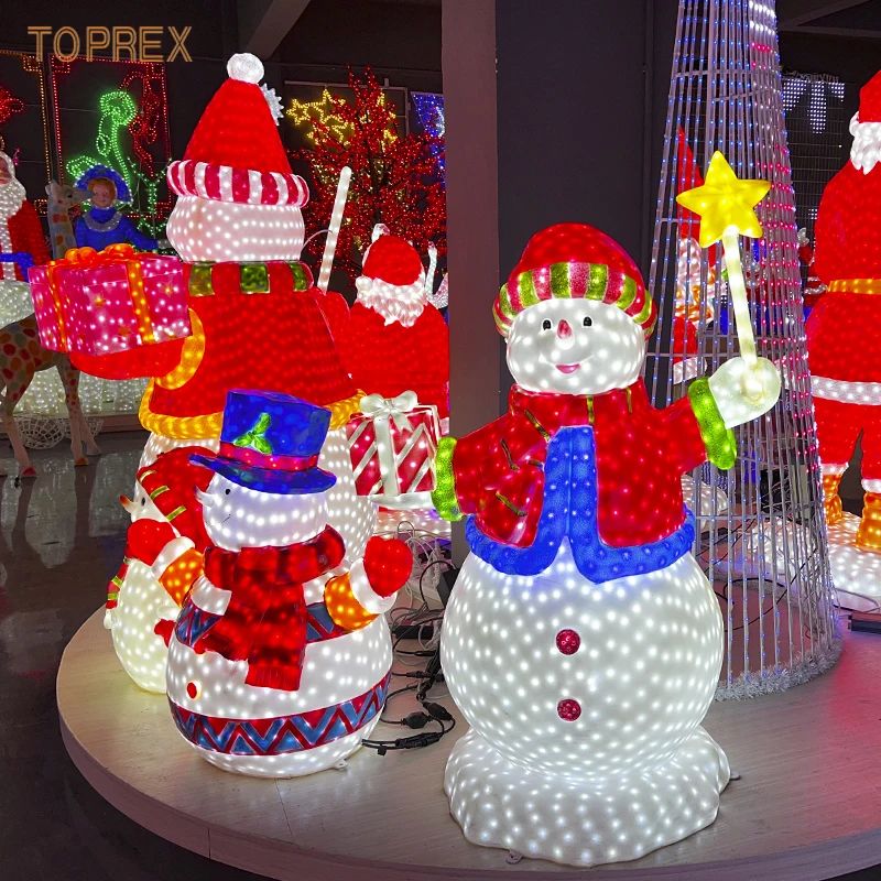 High Voltage 3D Resin Snowman with Broom Waterproof LED Lighting Christmas Decorative Design From Factory