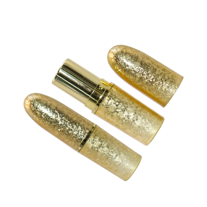 Wholesale Custom Bullet Gold Cosmetic Packaging Lipstick Tube Plastic Golden Lip Gloss Bottle Luxury All Gold Lip Balm Container Master Design