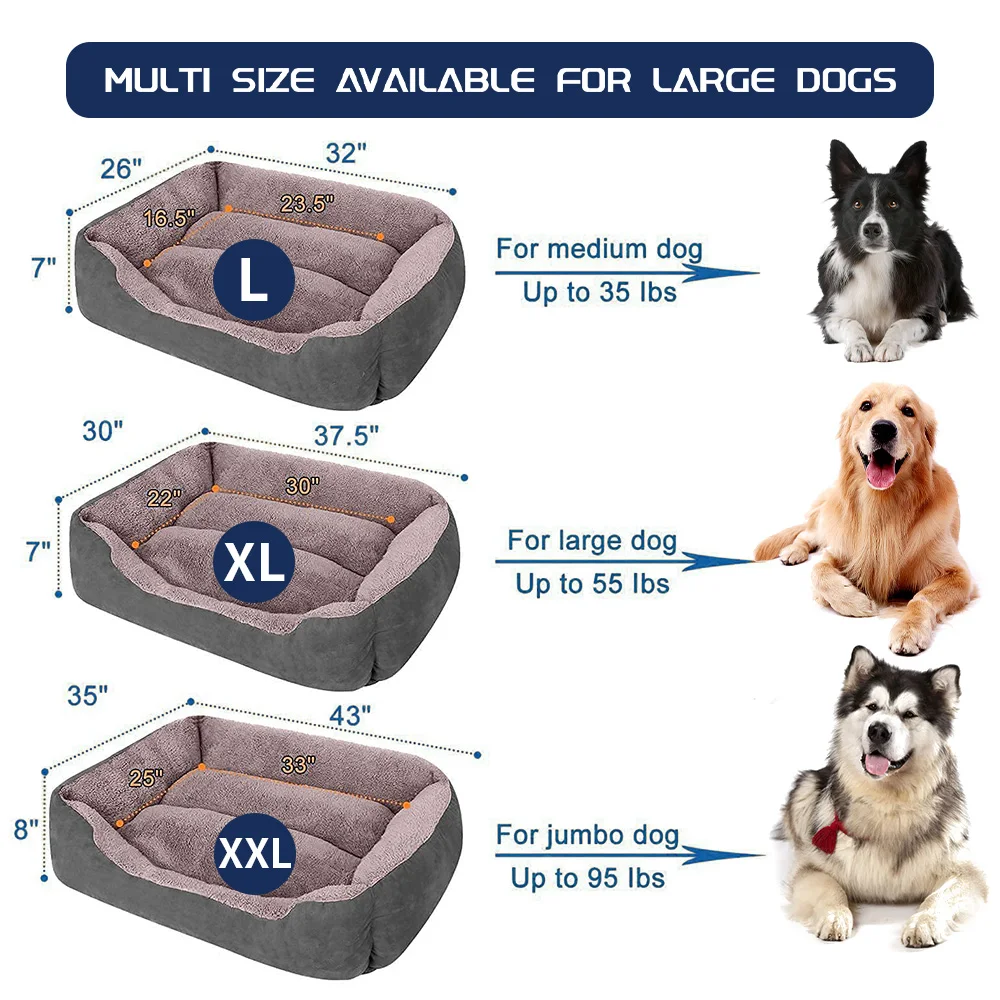 Custom made luxury fluffy calming washable big xl xxl heavy duty extra large pet dog bed for large dogs factory