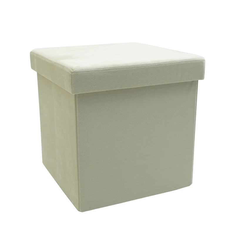 Luxury Cube Velvet square Foldable Ottoman Storage Stool Footrest
