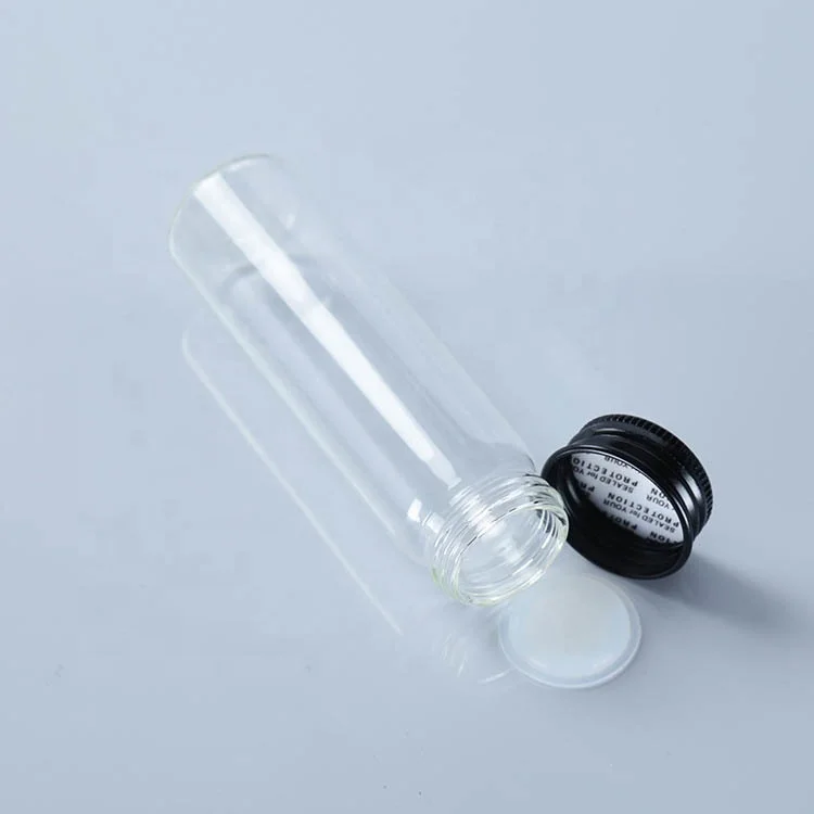 Clear 15ml 30ml 40ml 50ml 60ml 80ml 100ml 110ml Glass Bottle with Black Aluminum Screw Cap Refillable Storage Tube Screw Top
