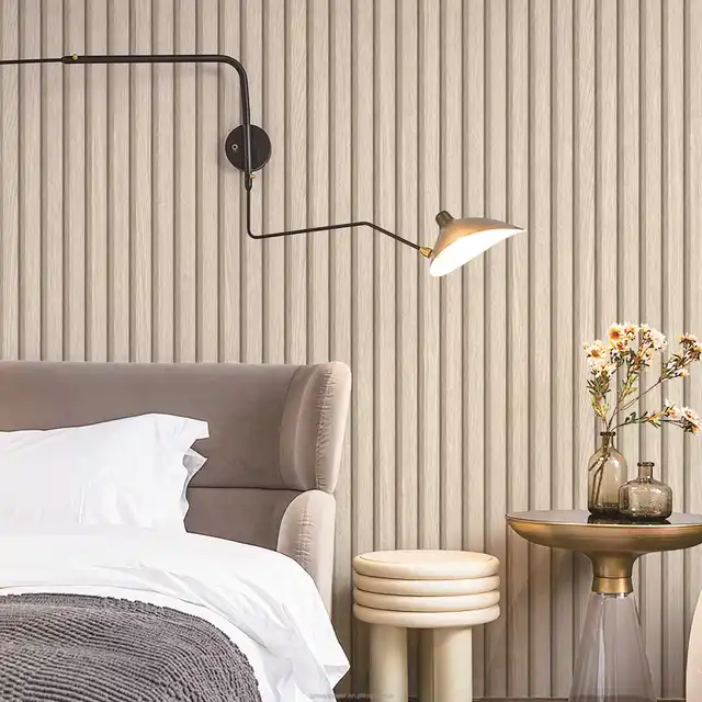 Wood Stripe Grain Wallpaper Rolls Peel and Stick PVC Vinyl wallpaper Waterproof wallpaper for Hotel Office Villa