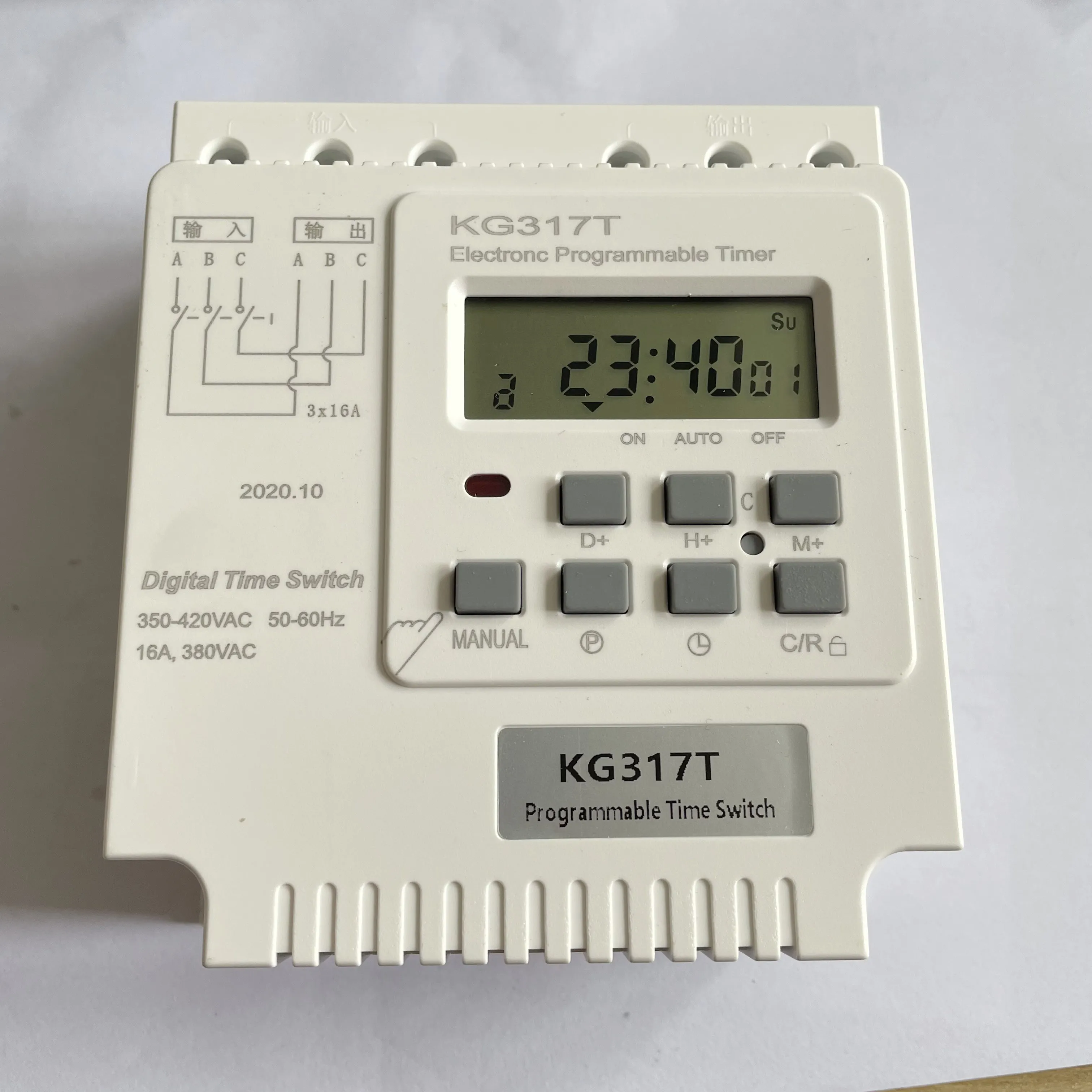 KG317T 3 Phases Din Rail Weeekly Programmable Digital Timer Switch AC 380V 30A Three Phase Motor Timing Control Switches