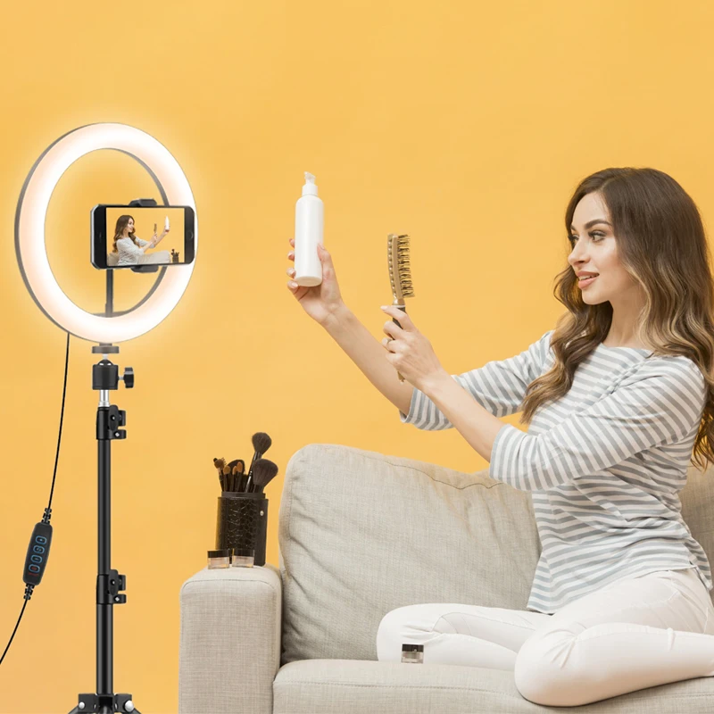 10 Inch LED Ring Light Dimmable Ringlight Photography Makeup Ring Light Lamp Ring Light with Tripod Stand