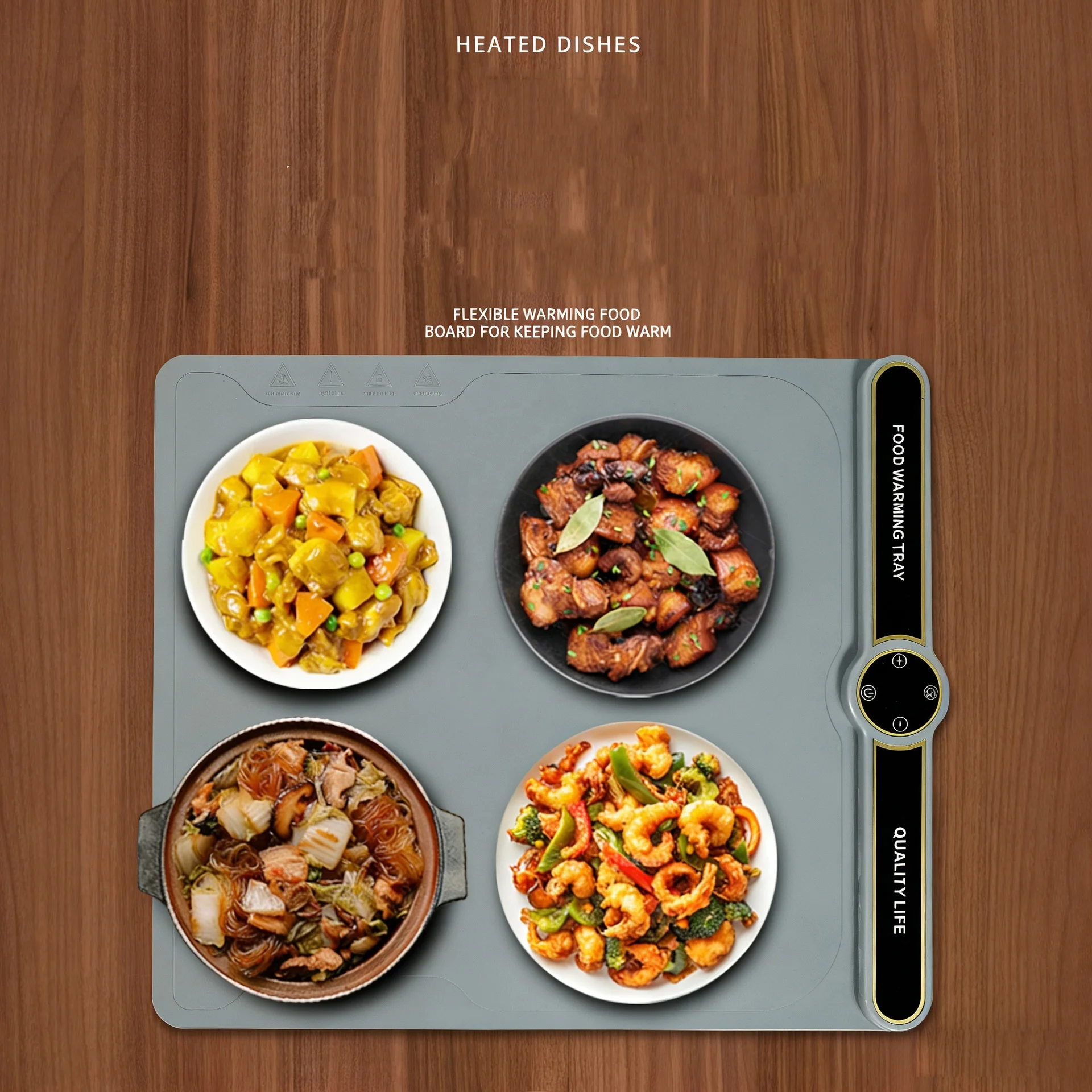 New Flexible Heated Food Warmer Tray Extra-Large Household Food Warmer Tray Meal Insulation Board Foldable Multi-Functional Food