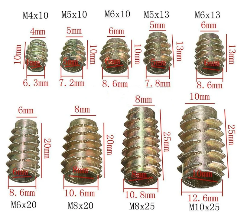 M4 Furniture Knurled Thread Stainless Insert Nut Wood Insert Nut And Bolts With Flat Head Zinc Plated supplier