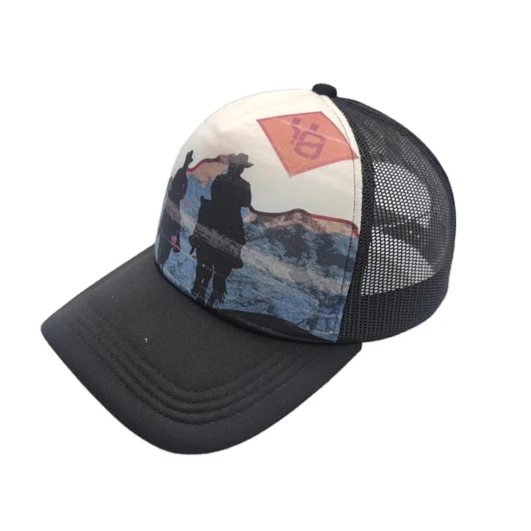 Sublime Cap Custom Sublimation Screen Print Logo 5 Panel Cotton Curved Bill Trucker ...