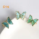 Dina 2021 Wholesale Fashion Unique Multi Colorful Glass Butterfly Rings Diamond Ring Jewelry For Women Anniversary