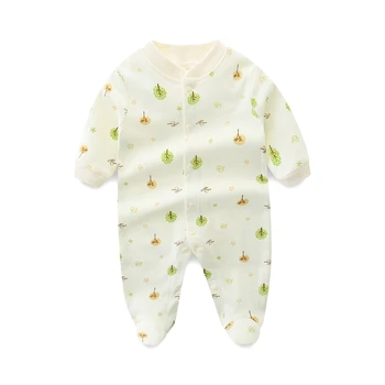 Spring Newborn Breathable Cotton Jumpsuit Infant Girls Boys Jacquard Romper Toddler Kids Clothing Set Cute Printing Baby Clothes