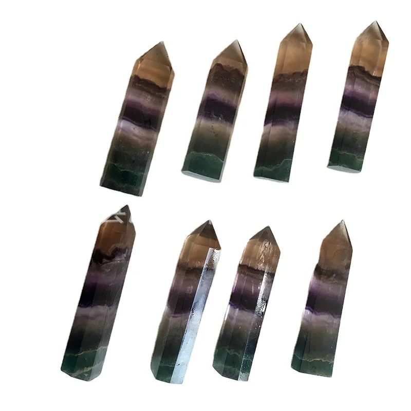 Hand Natural Point wand Purple Green Fluorite Tower for sale