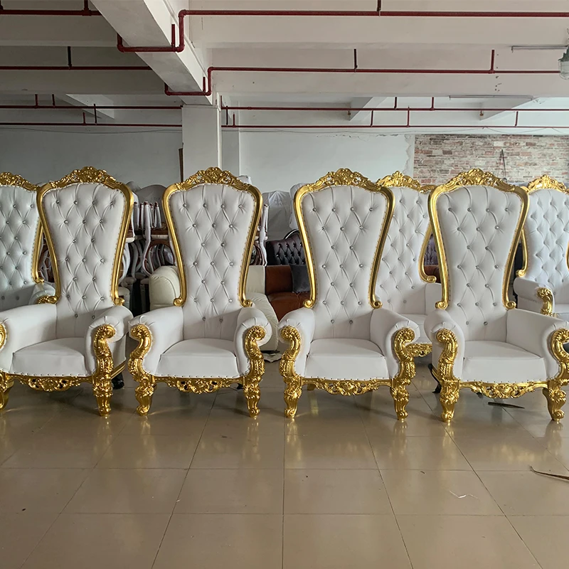 King and queen high back cheaper gold throne chairs royal luxury