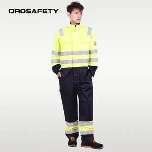 Custom Firefighting Modacrylic Cotton Antistatic Safety Wear Flame Retardant Coverall Suits Workwear