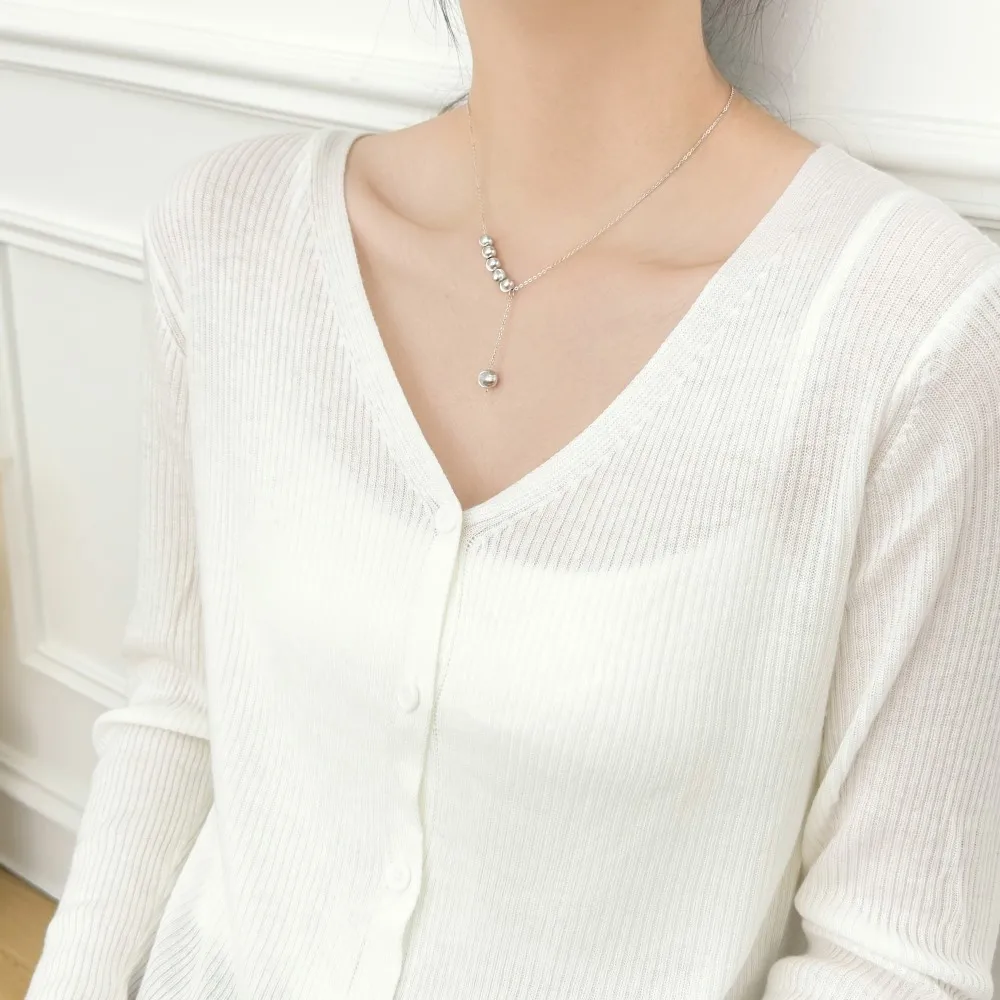 KAKODIY Fashion Women Jewelry 925 Sterling Silver Chain Shiny Beads Pendant Necklace for Girls Girls Ladies Daily detail 2
