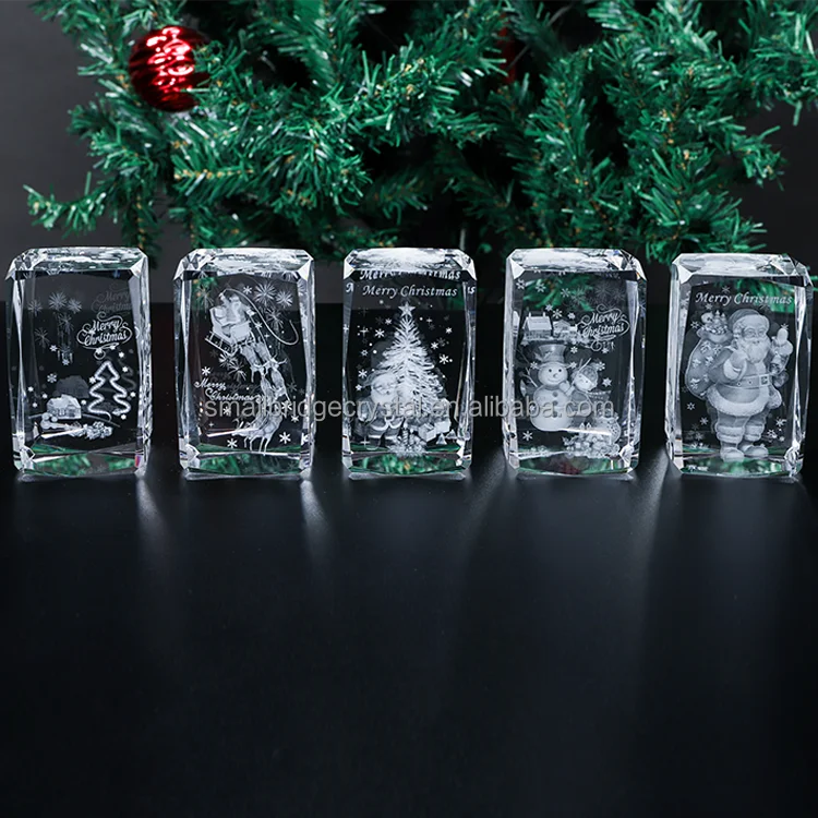 product small bridge various customized decorations 3d gifts 3d laser glass crystal crafts for merry christmas gifts-5