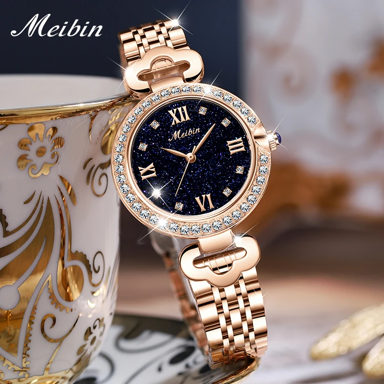 MEIBIN 1591 nuovo top brand impermeabile in acciaio inox orologi moda  orologi di lusso orologio da polso delle donne