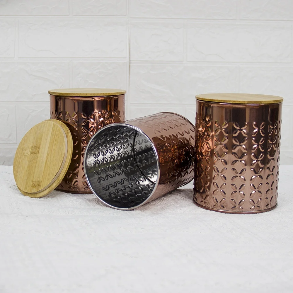 High Quality Kitchen Stackable Storage Container Rose Gold Canister