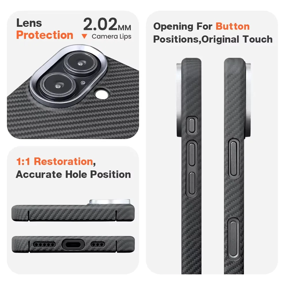 product laudtec luxury carbon fiber textured magnetic phone case for iphone 17 pro max air thin kevlar matte shockproof back cover179-7