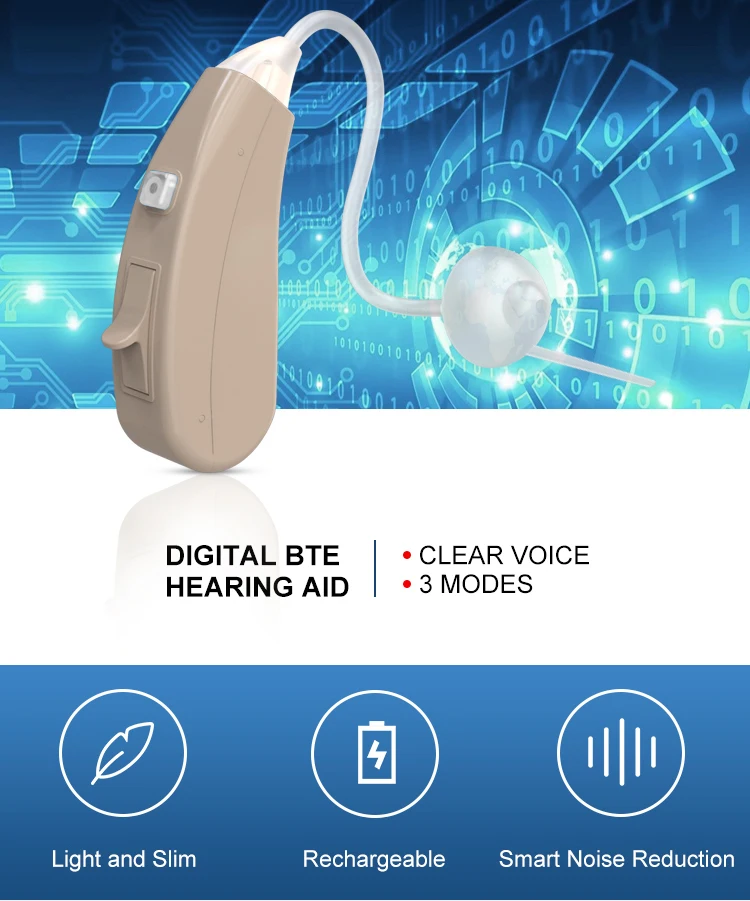 Universal Mini Hearing Aid Rechargeable Ear Hearing Loss Aids Bte