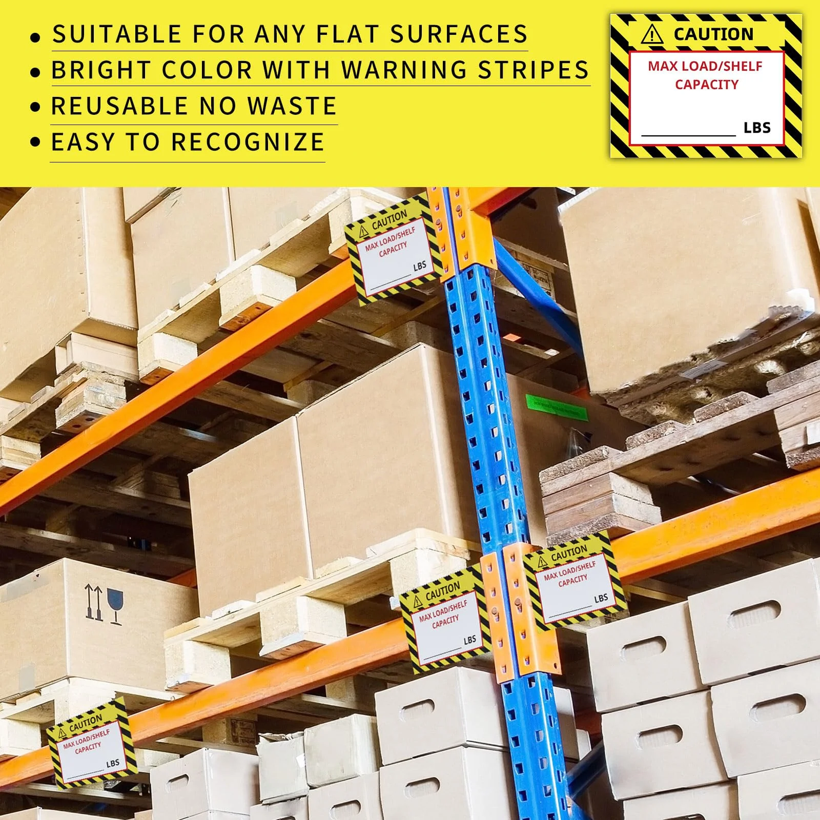 Pallet Rack Capacity Labels 3 X 4 Inches Pallet Racking Caution Max ...