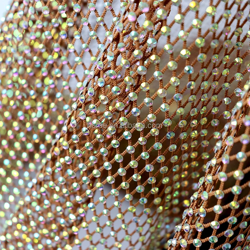 S556 Stretch Rhinestone Mesh With Crystal Mesh Elastic Rhinestone Rhinestone Net Lace Fabric for Dress