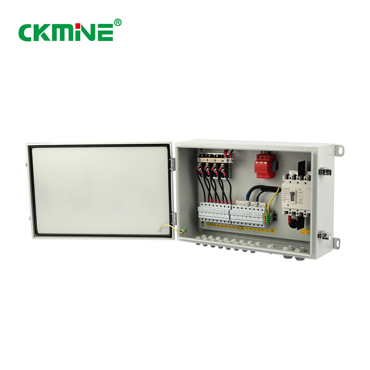 CKMINE customized solar combiner box 6 strings 63A 1000v dc waterproof pv array combiner boxes 6 in 1 out for solar panel