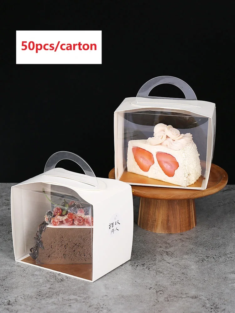 Portable Mousse Cake Box Transparent Cheese Packaging Clear Slice Cake