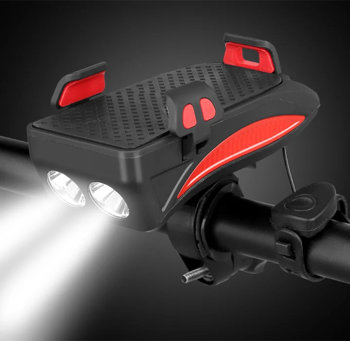 Waterproof 4 In1 Multifunction Bike Front Light With Horn Usb