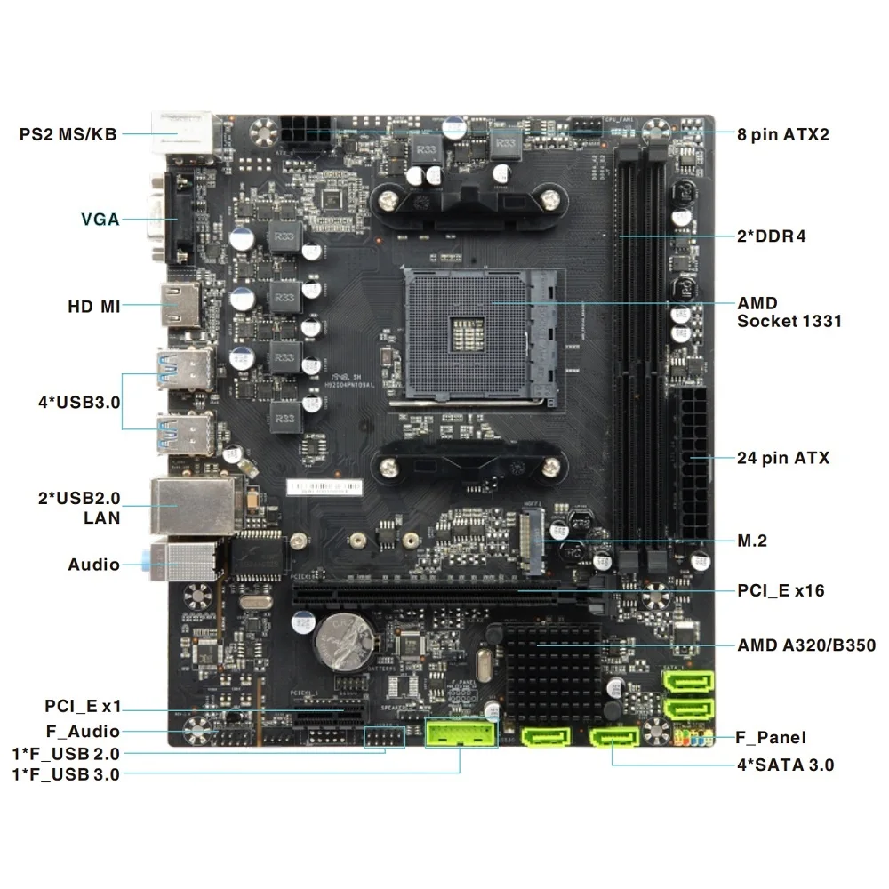 ESONIC AMD Motherboard  A320 AM4 A320 Desktop Motherboards