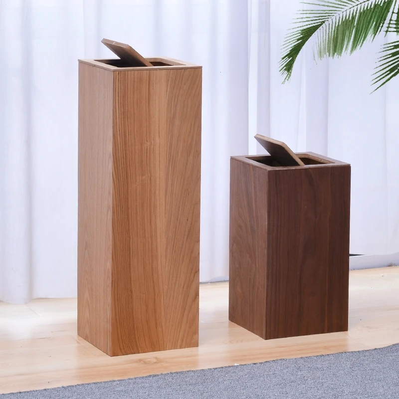 店舗什器 　木製　BIG TRASH BOX 82㌢ Japanese Style Elevated Wood Trash Can Large Wastebasket Staircase