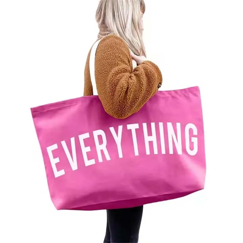 Custom Logo Large Eco-Friendly Cotton Canvas Tote Bag Oversized Weekender Handbag for Grocery Shopping Giant Shopper Gift