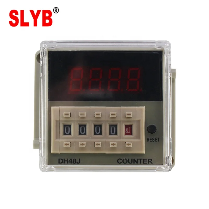 Высокое качество 220VAC дисплей цифровой 4-значный светодиодный Электрический Импульсный счетчик DH48J 11PIN с базовым