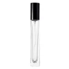 Botella de vidrio de 10 ml con pulverizador y tapa negra