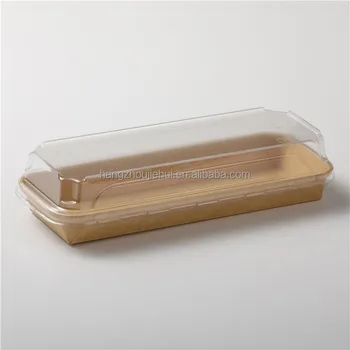 Jiehui  hot sale gold disposable paper sushi container PET food grade take out sashimi sushi tray boxes with antifog lid