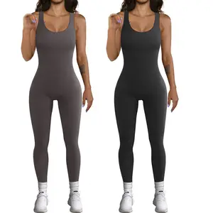 Wholesale High Quality Women's Tight Fitting Yoga Exercise Jumpsuit Ankle Binding Sports Bodysuit