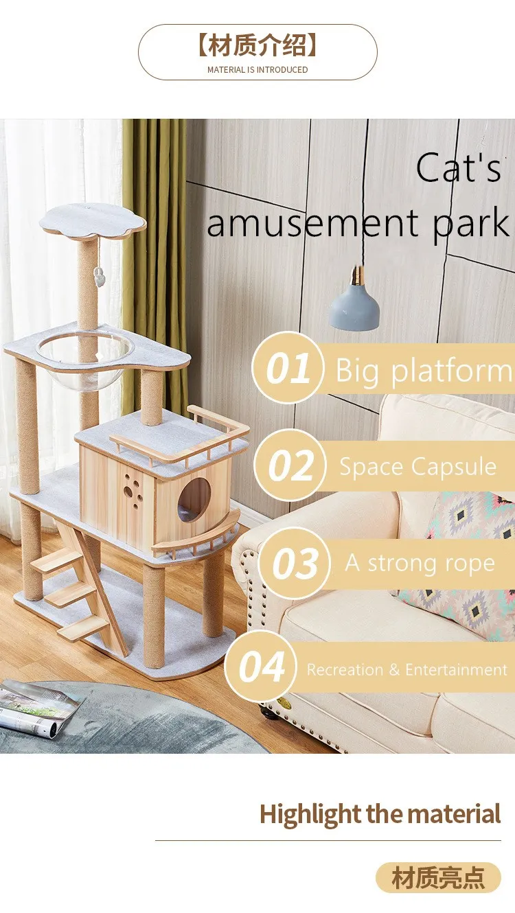 Natural Paradise Cat Tree Condo Tower Cat Furniture For Large Cats