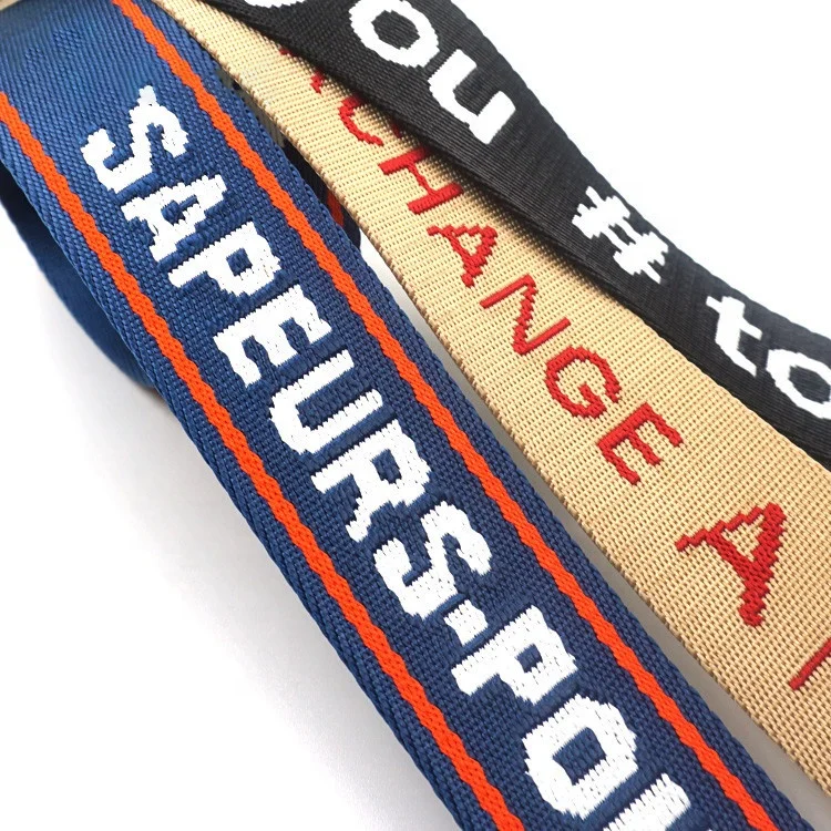 Custom Jacquard 3D Logo Embossed Logo Webbing Strap Polyester Webbing Tape for Garment